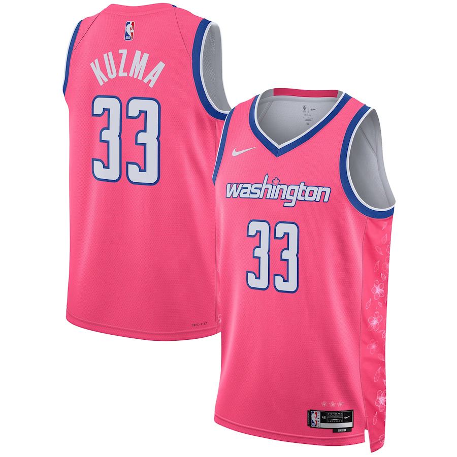 Men Washington Wizards 33 Kyle Kuzma Nike Pink City Edition 2022-23 Swingman NBA Jersey